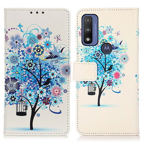 Custodia Portafoglio In Pelle Fantasia Modello Cover con Supporto D02Y per Motorola Moto G Pure Blu