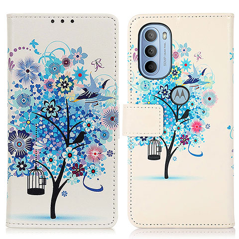 Custodia Portafoglio In Pelle Fantasia Modello Cover con Supporto D02Y per Motorola Moto G31 Blu