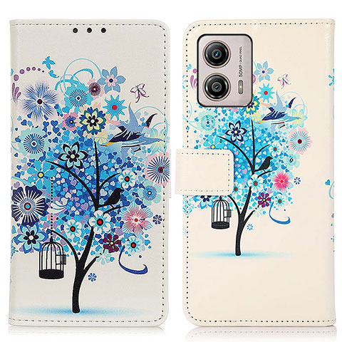 Custodia Portafoglio In Pelle Fantasia Modello Cover con Supporto D02Y per Motorola Moto G53y 5G Blu