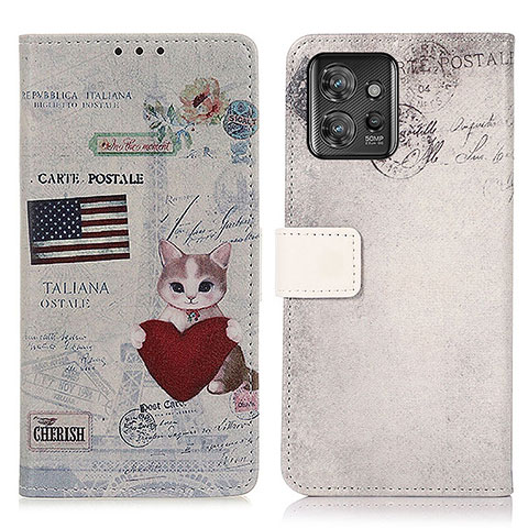 Custodia Portafoglio In Pelle Fantasia Modello Cover con Supporto D02Y per Motorola ThinkPhone 5G Grigio