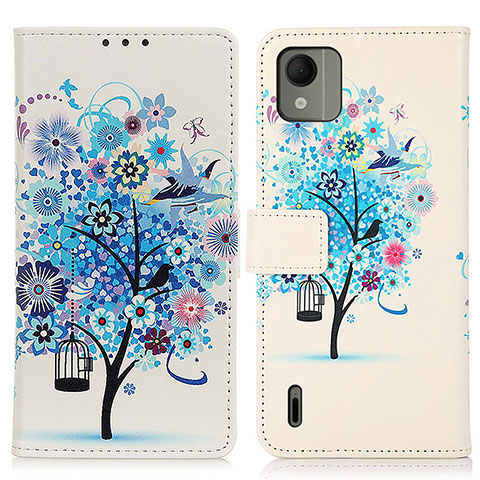 Custodia Portafoglio In Pelle Fantasia Modello Cover con Supporto D02Y per Nokia C110 Blu