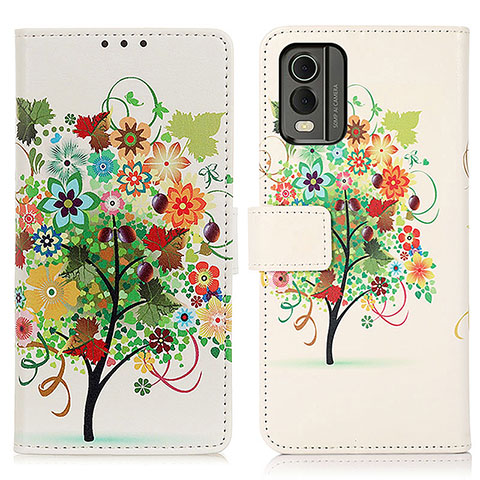 Custodia Portafoglio In Pelle Fantasia Modello Cover con Supporto D02Y per Nokia C210 Verde