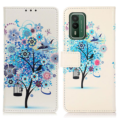 Custodia Portafoglio In Pelle Fantasia Modello Cover con Supporto D02Y per Nokia XR21 Blu