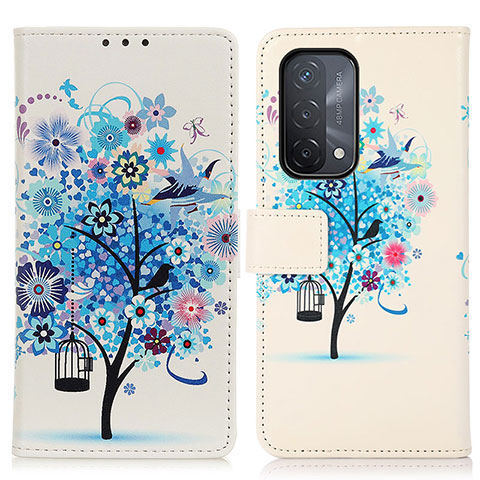 Custodia Portafoglio In Pelle Fantasia Modello Cover con Supporto D02Y per OnePlus Nord N200 5G Blu