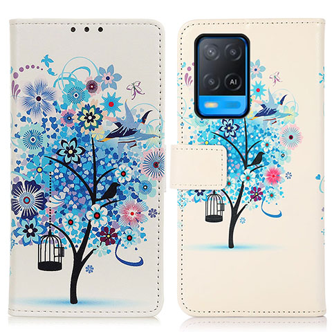 Custodia Portafoglio In Pelle Fantasia Modello Cover con Supporto D02Y per Oppo A54 4G Blu