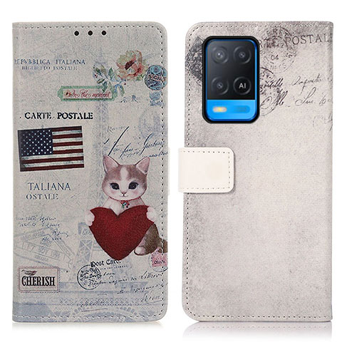 Custodia Portafoglio In Pelle Fantasia Modello Cover con Supporto D02Y per Oppo A54 4G Rosso Rosa