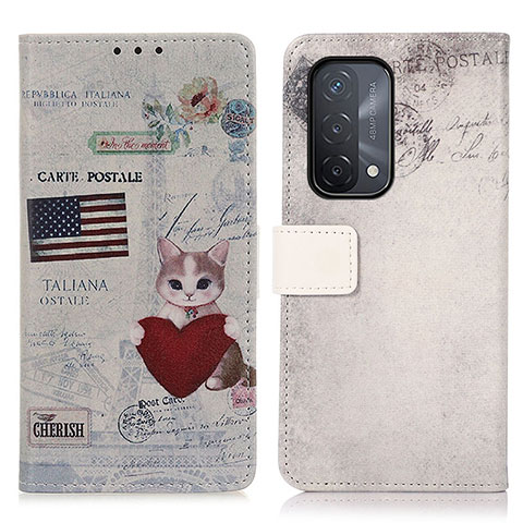 Custodia Portafoglio In Pelle Fantasia Modello Cover con Supporto D02Y per Oppo A74 5G Rosso Rosa