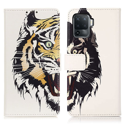 Custodia Portafoglio In Pelle Fantasia Modello Cover con Supporto D02Y per Oppo A94 4G Giallo