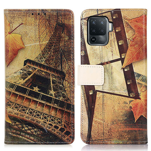 Custodia Portafoglio In Pelle Fantasia Modello Cover con Supporto D02Y per Oppo A94 4G Marrone