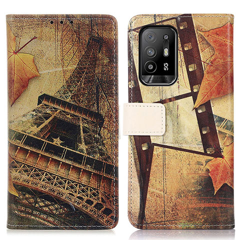 Custodia Portafoglio In Pelle Fantasia Modello Cover con Supporto D02Y per Oppo A94 5G Marrone