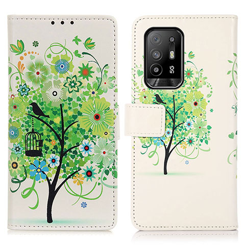 Custodia Portafoglio In Pelle Fantasia Modello Cover con Supporto D02Y per Oppo A94 5G Verde