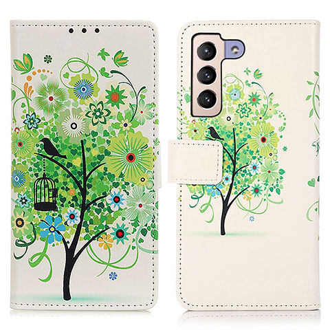 Custodia Portafoglio In Pelle Fantasia Modello Cover con Supporto D02Y per Samsung Galaxy S21 5G Verde