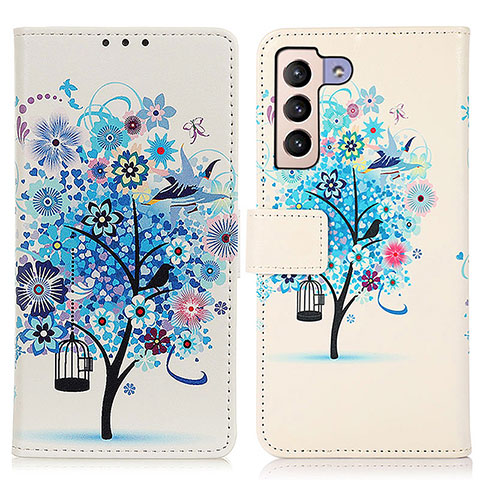 Custodia Portafoglio In Pelle Fantasia Modello Cover con Supporto D02Y per Samsung Galaxy S21 FE 5G Blu