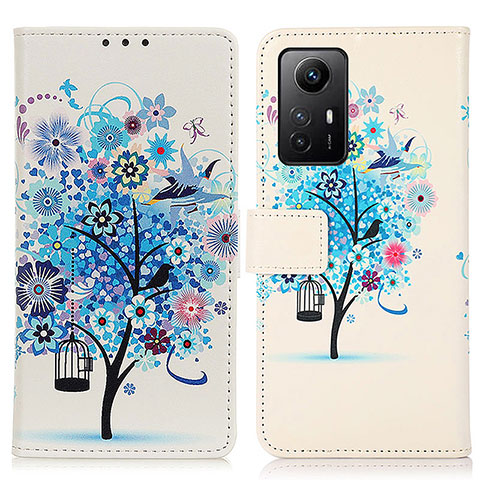 Custodia Portafoglio In Pelle Fantasia Modello Cover con Supporto D02Y per Xiaomi Redmi Note 12S Blu