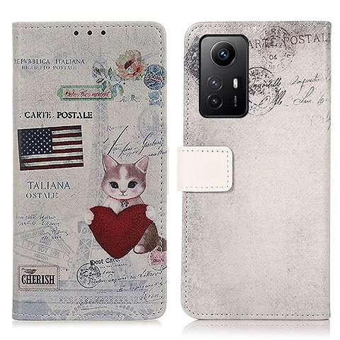 Custodia Portafoglio In Pelle Fantasia Modello Cover con Supporto D02Y per Xiaomi Redmi Note 12S Grigio