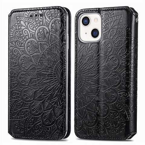 Custodia Portafoglio In Pelle Fantasia Modello Cover con Supporto H01 per Apple iPhone 13 Mini Nero