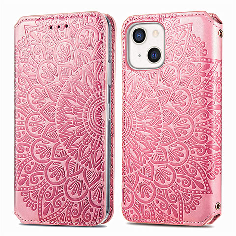 Custodia Portafoglio In Pelle Fantasia Modello Cover con Supporto H01 per Apple iPhone 15 Oro Rosa