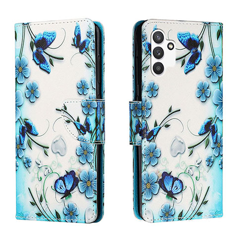 Custodia Portafoglio In Pelle Fantasia Modello Cover con Supporto H01X per Samsung Galaxy A13 4G Blu