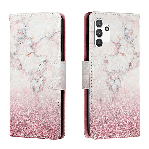 Custodia Portafoglio In Pelle Fantasia Modello Cover con Supporto H01X per Samsung Galaxy A13 4G Rosa