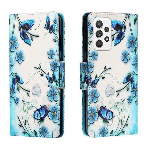 Custodia Portafoglio In Pelle Fantasia Modello Cover con Supporto H01X per Samsung Galaxy A33 5G Blu