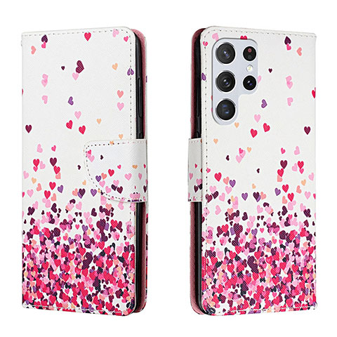 Custodia Portafoglio In Pelle Fantasia Modello Cover con Supporto H01X per Samsung Galaxy S23 Ultra 5G Lavanda