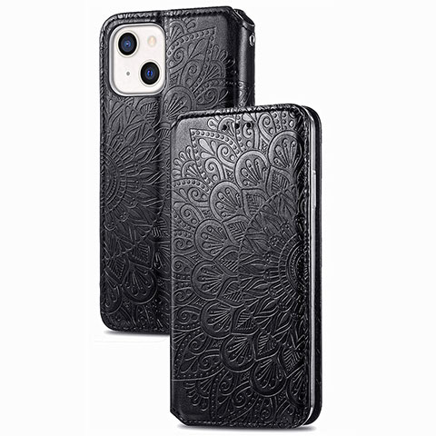 Custodia Portafoglio In Pelle Fantasia Modello Cover con Supporto H02 per Apple iPhone 13 Nero