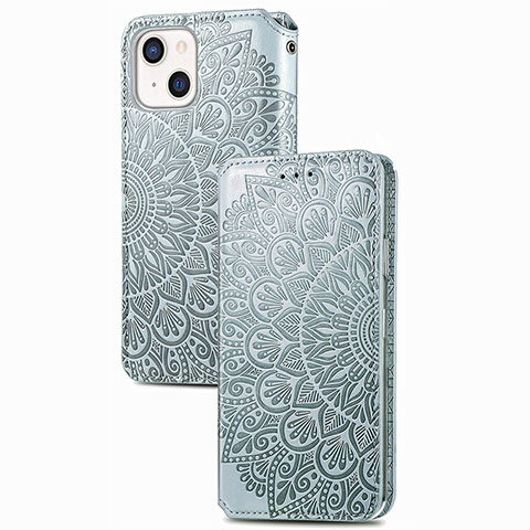 Custodia Portafoglio In Pelle Fantasia Modello Cover con Supporto H02 per Apple iPhone 14 Argento