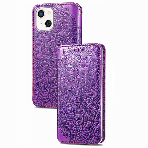 Custodia Portafoglio In Pelle Fantasia Modello Cover con Supporto H02 per Apple iPhone 14 Viola