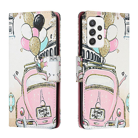 Custodia Portafoglio In Pelle Fantasia Modello Cover con Supporto H02X per Samsung Galaxy A33 5G Rosa