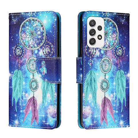 Custodia Portafoglio In Pelle Fantasia Modello Cover con Supporto H02X per Samsung Galaxy A53 5G Blu