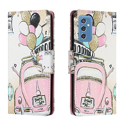 Custodia Portafoglio In Pelle Fantasia Modello Cover con Supporto H02X per Samsung Galaxy M52 5G Rosa