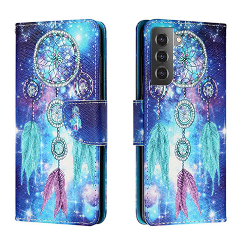 Custodia Portafoglio In Pelle Fantasia Modello Cover con Supporto H02X per Samsung Galaxy S23 Plus 5G Blu