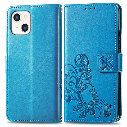 Custodia Portafoglio In Pelle Fantasia Modello Cover con Supporto H03 per Apple iPhone 13 Blu