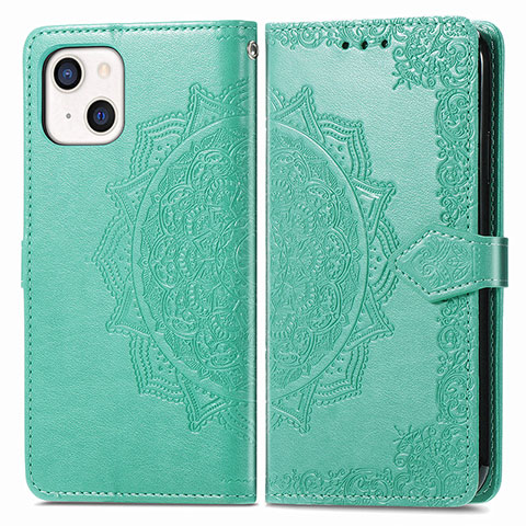 Custodia Portafoglio In Pelle Fantasia Modello Cover con Supporto H05 per Apple iPhone 14 Verde