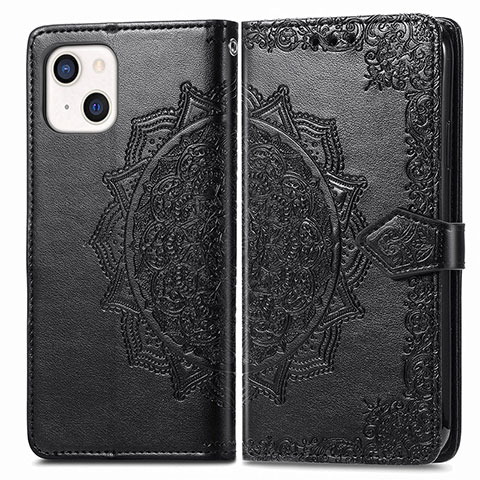 Custodia Portafoglio In Pelle Fantasia Modello Cover con Supporto H05 per Apple iPhone 15 Nero