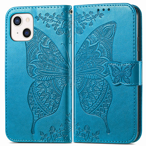 Custodia Portafoglio In Pelle Fantasia Modello Cover con Supporto H07 per Apple iPhone 13 Mini Blu