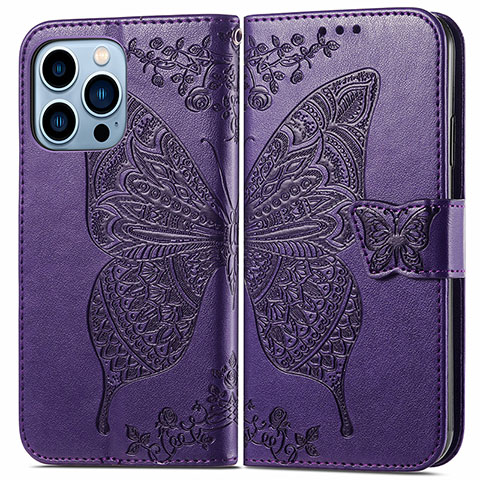 Custodia Portafoglio In Pelle Fantasia Modello Cover con Supporto H07 per Apple iPhone 13 Pro Max Viola