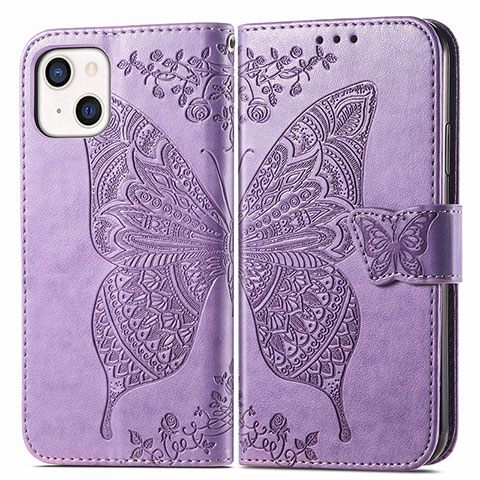 Custodia Portafoglio In Pelle Fantasia Modello Cover con Supporto H07 per Apple iPhone 14 Plus Lavanda