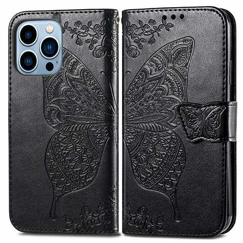 Custodia Portafoglio In Pelle Fantasia Modello Cover con Supporto H07 per Apple iPhone 14 Pro Max Nero