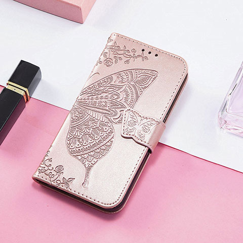 Custodia Portafoglio In Pelle Fantasia Modello Cover con Supporto H08 per Apple iPhone 13 Mini Oro Rosa