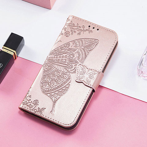 Custodia Portafoglio In Pelle Fantasia Modello Cover con Supporto H08 per Apple iPhone 16 Pro Oro Rosa