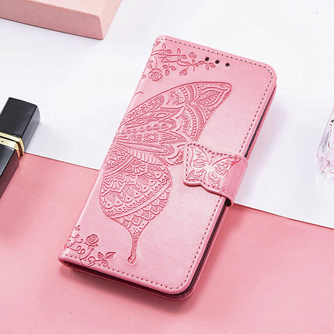 Custodia Portafoglio In Pelle Fantasia Modello Cover con Supporto H08 per Apple iPhone 16 Pro Rosa Caldo