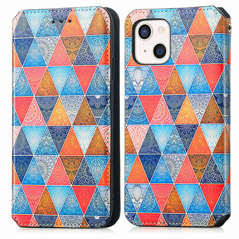 Custodia Portafoglio In Pelle Fantasia Modello Cover con Supporto H09 per Apple iPhone 14 Multicolore