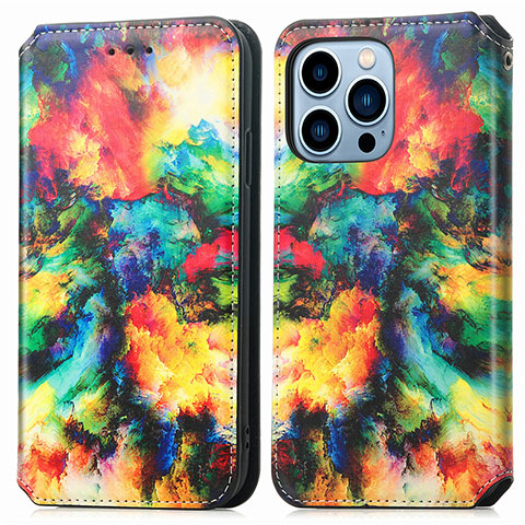 Custodia Portafoglio In Pelle Fantasia Modello Cover con Supporto H10 per Apple iPhone 14 Pro Max Colorato