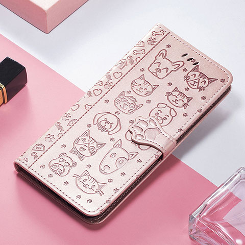 Custodia Portafoglio In Pelle Fantasia Modello Cover con Supporto H11 per Apple iPhone 14 Pro Max Oro Rosa