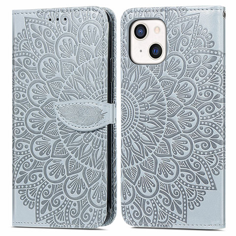 Custodia Portafoglio In Pelle Fantasia Modello Cover con Supporto H13 per Apple iPhone 14 Grigio