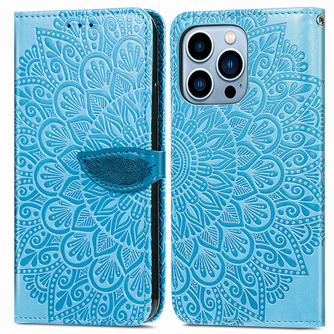 Custodia Portafoglio In Pelle Fantasia Modello Cover con Supporto H13 per Apple iPhone 14 Pro Blu