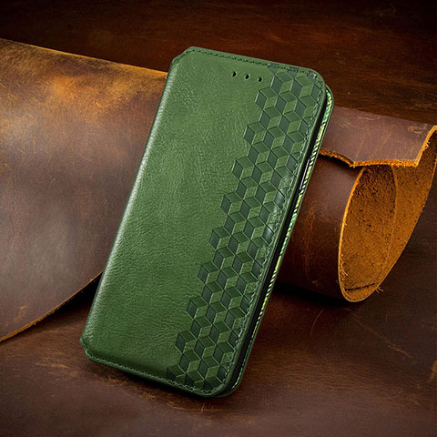 Custodia Portafoglio In Pelle Fantasia Modello Cover con Supporto H14 per Apple iPhone 13 Pro Verde