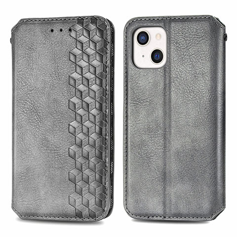 Custodia Portafoglio In Pelle Fantasia Modello Cover con Supporto H15 per Apple iPhone 13 Grigio