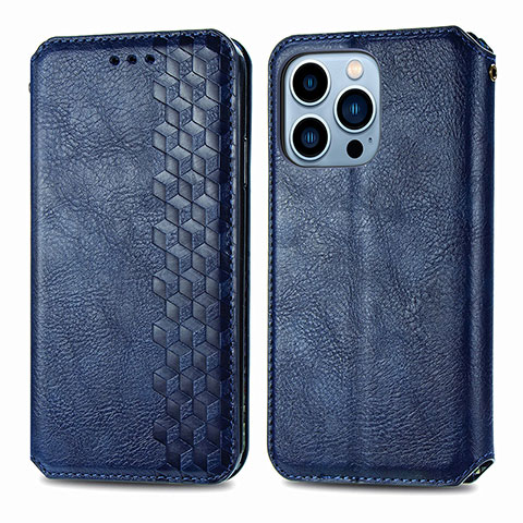 Custodia Portafoglio In Pelle Fantasia Modello Cover con Supporto H15 per Apple iPhone 13 Pro Blu